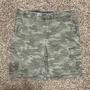 George Men's Olive Green Camo Cargo Shorts